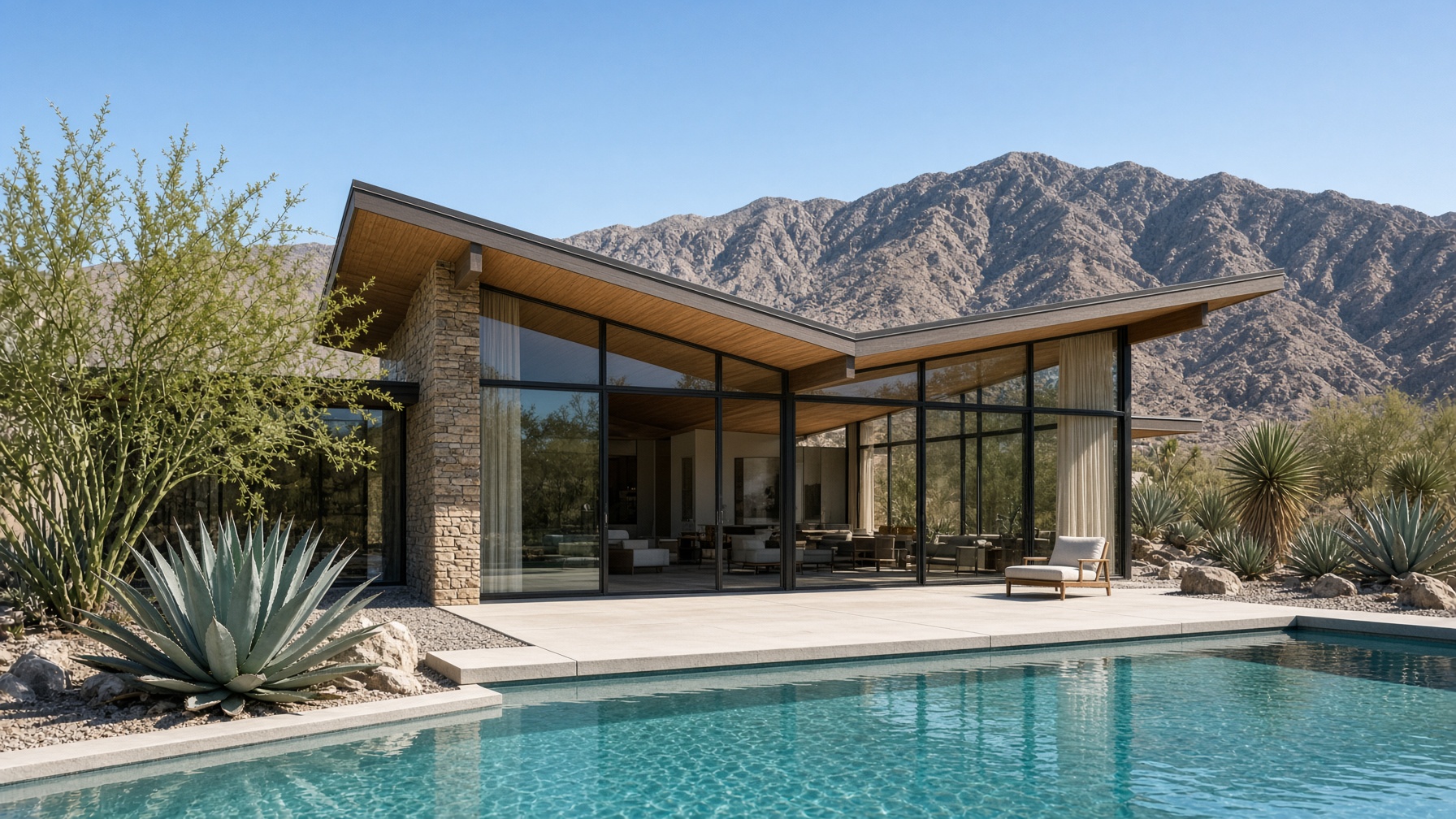 Pool and butterfly roof